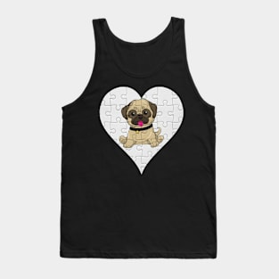 Pug Heart Jigsaw Pieces Design - Gift for Pug Lovers Tank Top